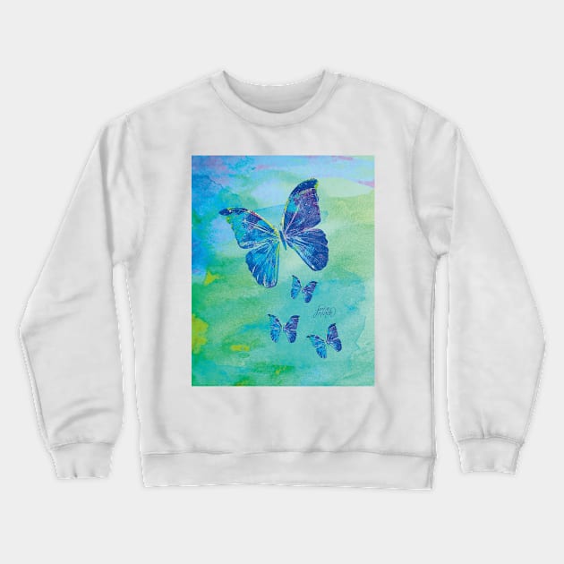 Blue Butterflies Watercolor by Jan Marvin Crewneck Sweatshirt by janmarvin